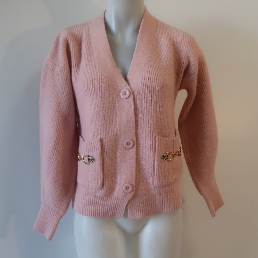 NWT Romi Basha Luxe Pink Cardigan Sweater O/S